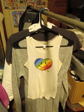 American Apparel Cream Kids Rainbow Heart Tank Top